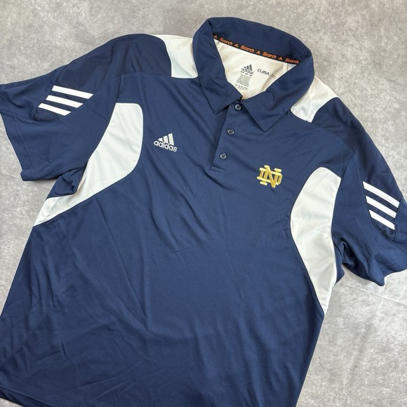 adidas Other - Notre Dame Fighting Irish Adidas Polo Shirt Mens L Blue NCAA‎ 3 Stripe College